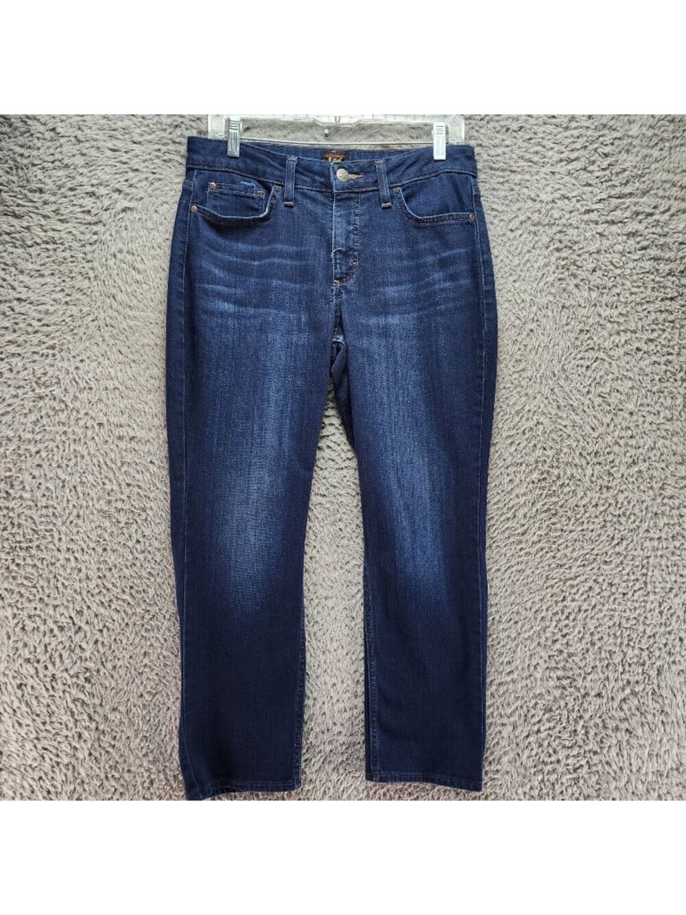Lee Jeans Womens 10 Petite Blue Straight Cropped Stretch Denim
